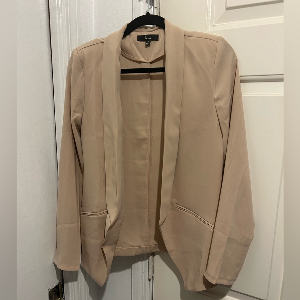 Lulus Miss Punctuality Taupe Lightweight Blazer Size Medium